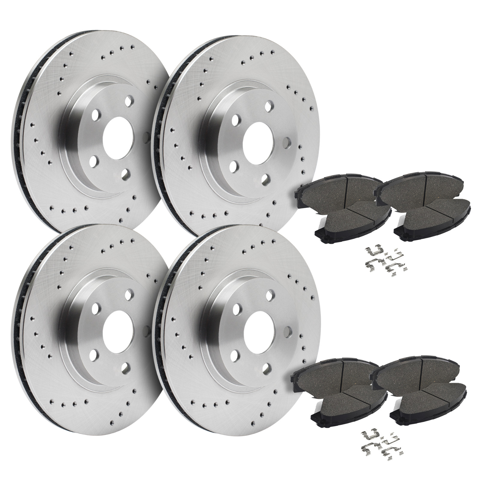 Front & Rear Drilled Brake Rotors + Pads for 2009-2016 Audi A4 2010-2014 A5
