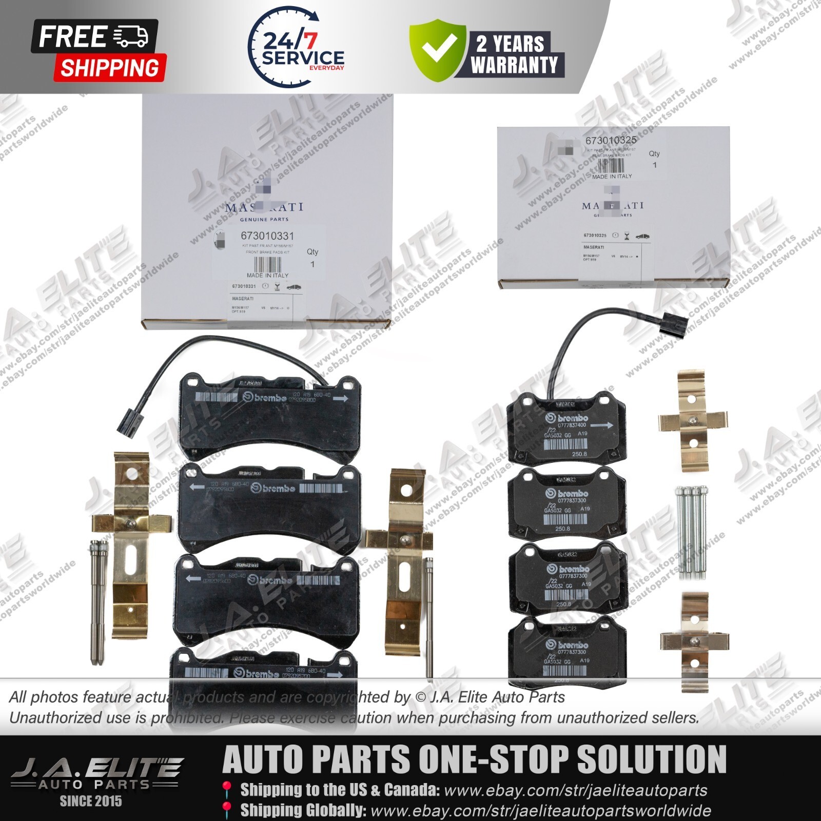 NEW  Front Rear Brake Pads for Maserati Ghibli Quattroporte, 6 & 4 Piston