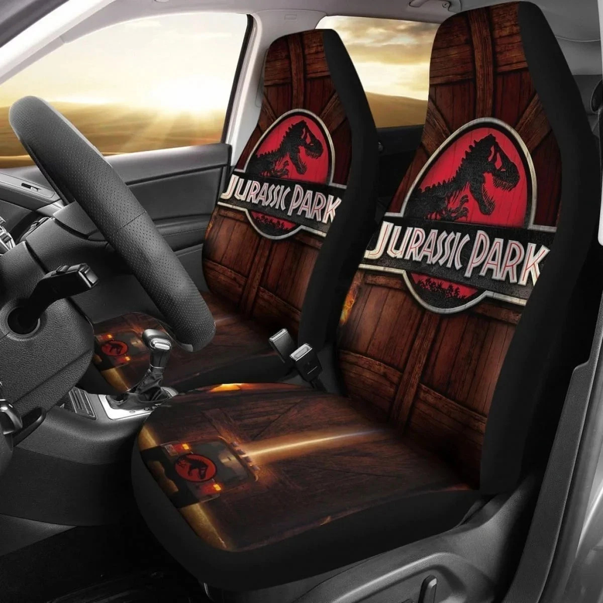 Jurassic Park 1993 Car Seat Covers Front Seats (set of 2) R149263 Jurassic Park 1993 Car Seat Covers Front Seats (set of 2) R149263
