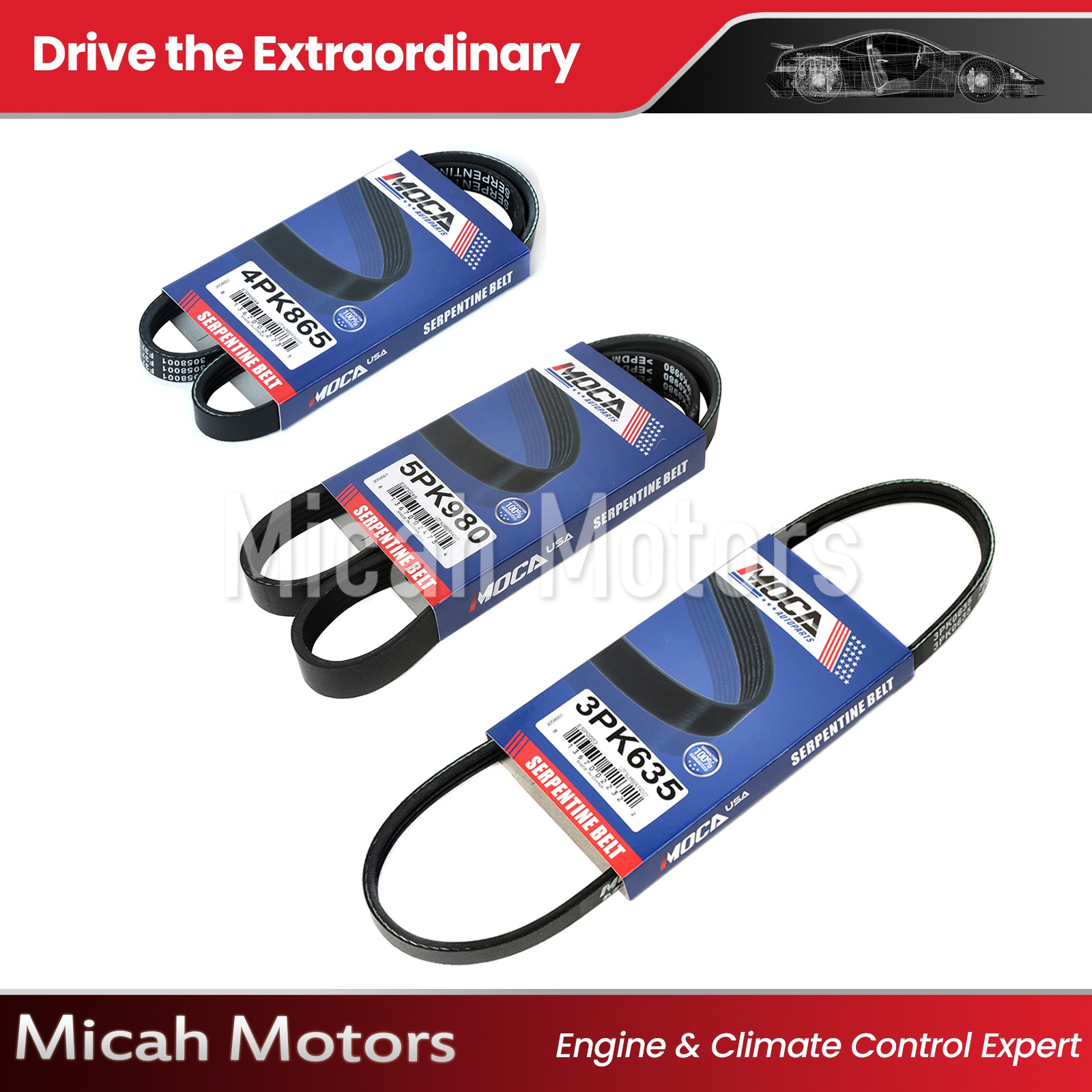 3X Serpentine Belt 3PK635 4PK865 5PK980 for 88-97 Toyota Celica Corolla 1.6 1.8L
