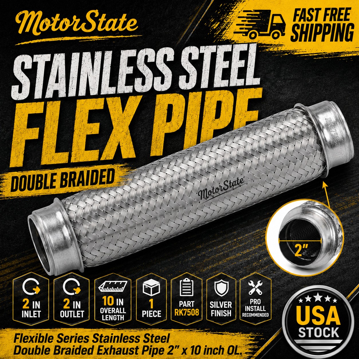 Flexible Series Stainless Steel Double Braided Exhaust Pipe 2\