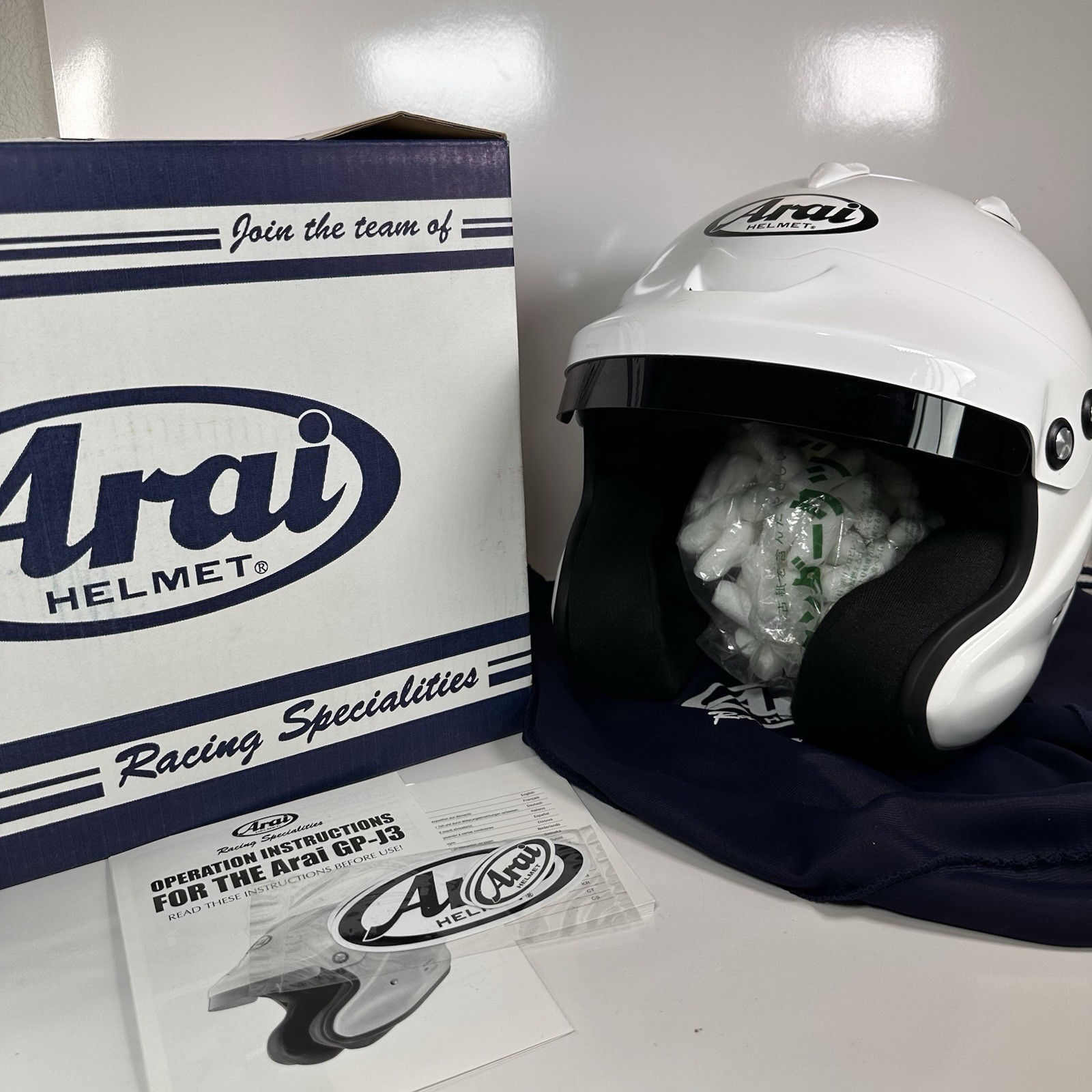 Arai Racing Helmet GP-J3 61-62cm XL White FIA Approved Car Motorsport Rally $659