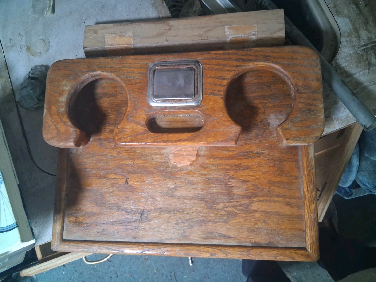 VTG 80 90s Chevy Van Wooden Cup Holder Storage Tray Chevrolet Conversion 16x13