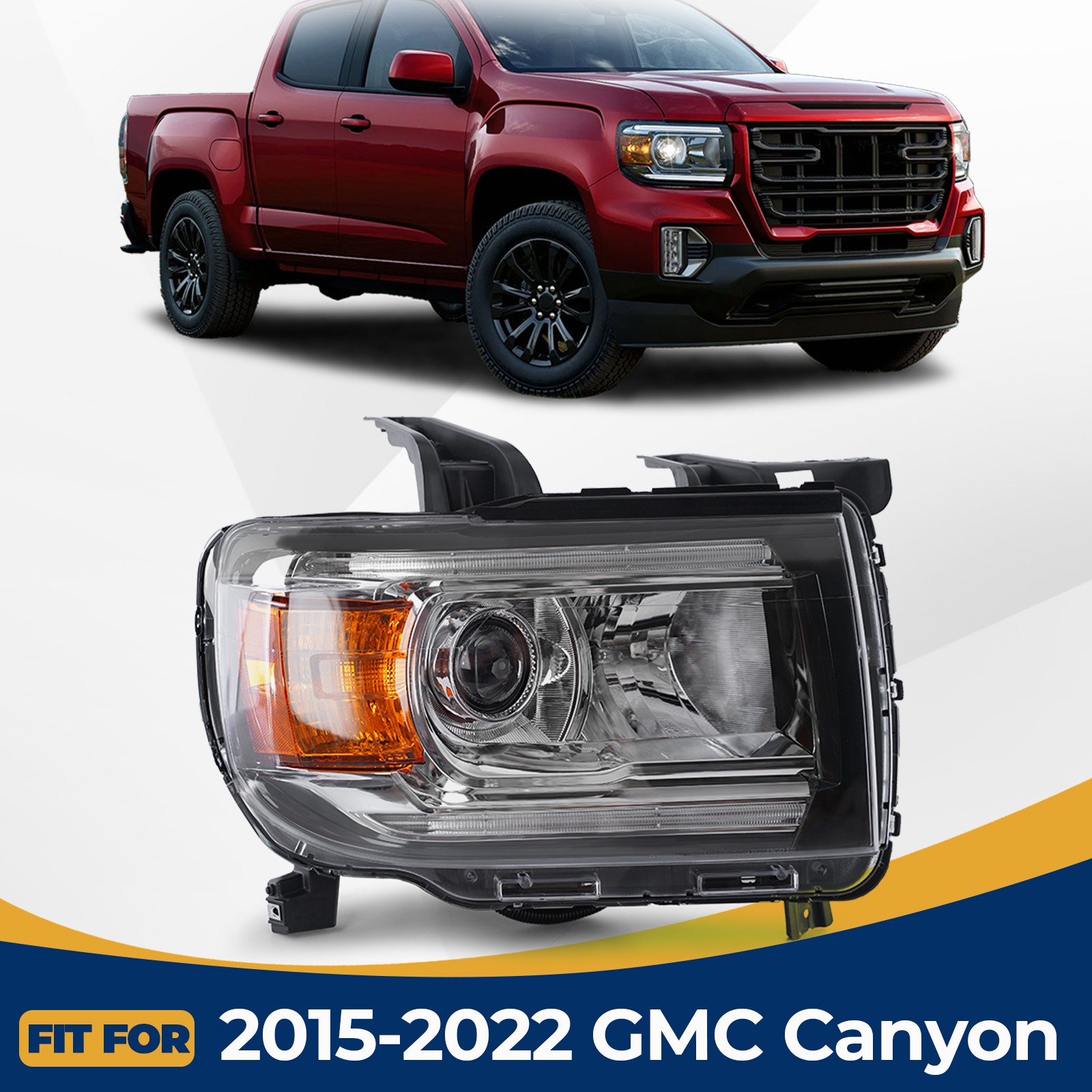 For 2015-2022 GMC Canyon Halogen Headlight LED DRL Projector Right Passenger
