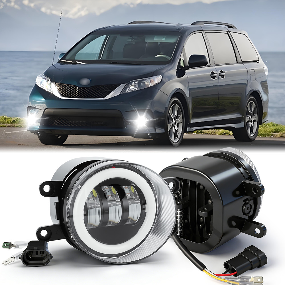 Fit 2011-2017 Toyota Sienna Clear Lens Pair Bumper Fog Light Lamp Replacement