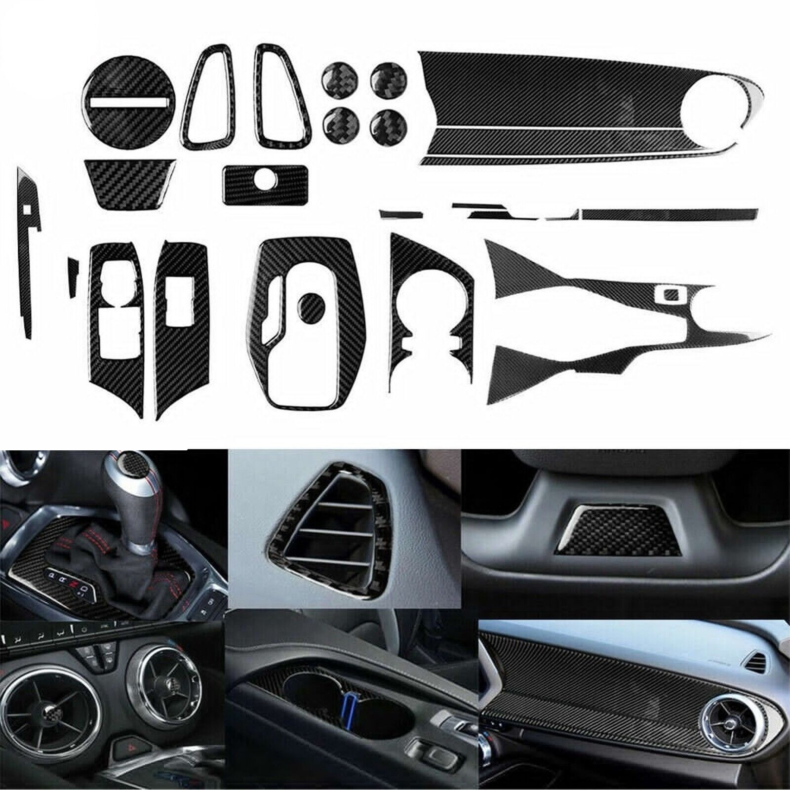 30Pcs Real Carbon Fiber Kits Full Interior Dash Trim For Chevrolet Camaro 16-24 30Pcs Real Carbon Fiber Kits Full Interior Dash Trim For Chevrolet Camaro 16-24