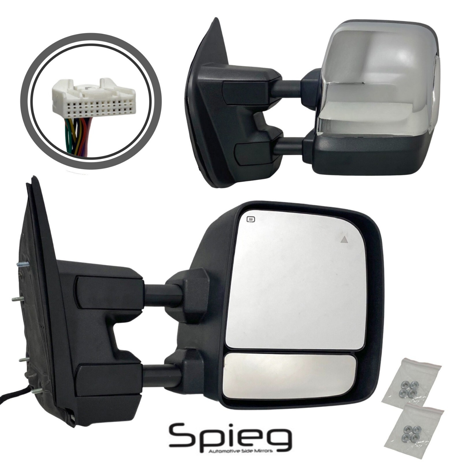 Pair Towing Side Mirror for 2016-21 NISSAN TITAN XD with Memory BSM 15pin Chrome