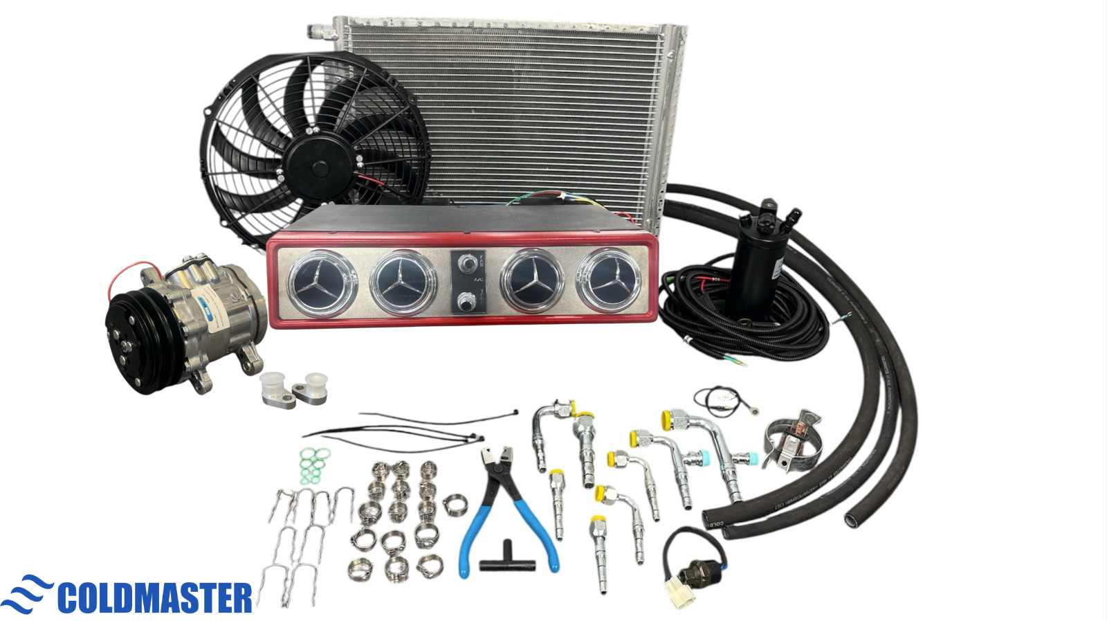 A/C Kit Universal UnderDash Evaporator - 404 Premium Red Chrome A/C QF - 7B10