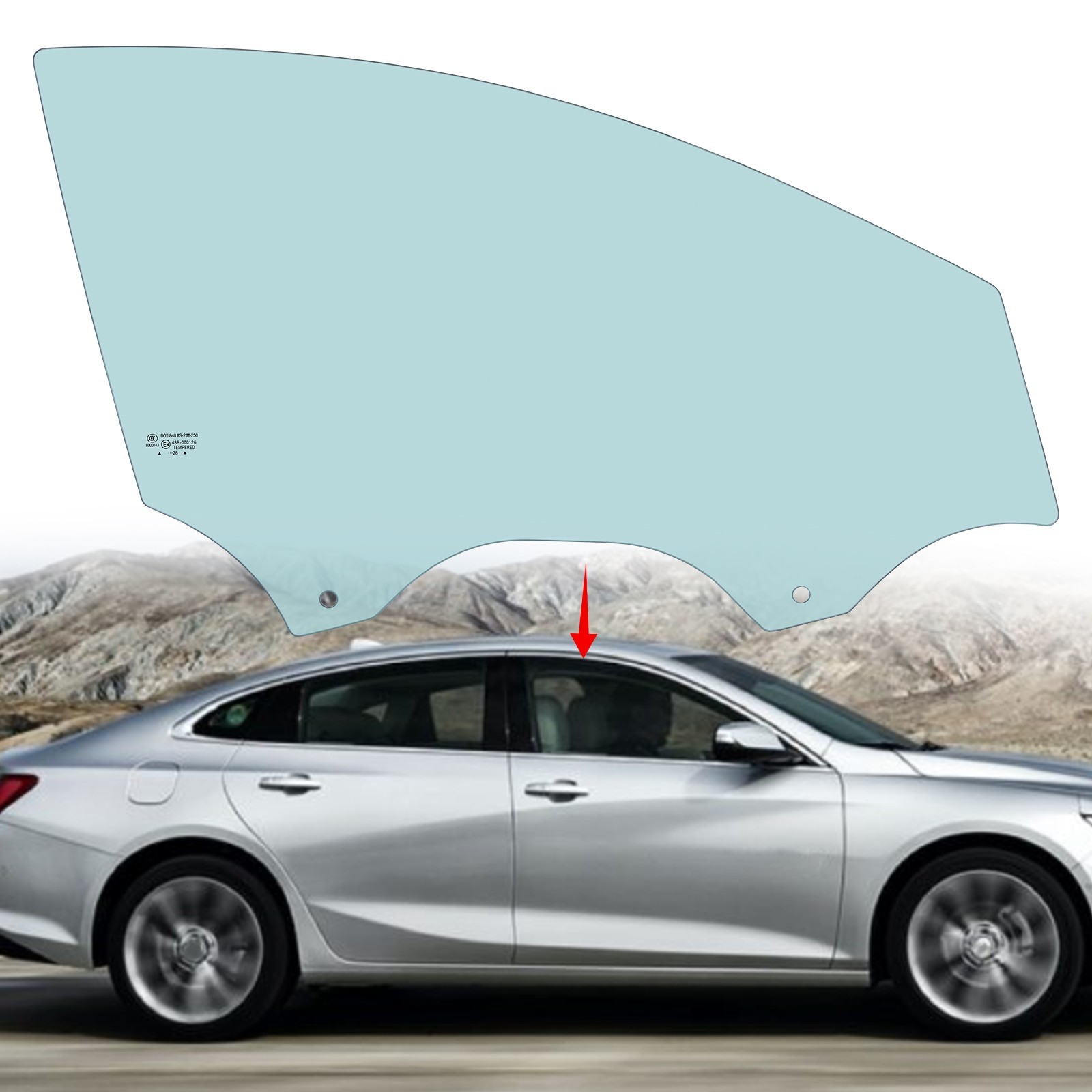 For 16-25 Chevrolet Malibu Passenger Right Side Front Door Window Glass Tempered