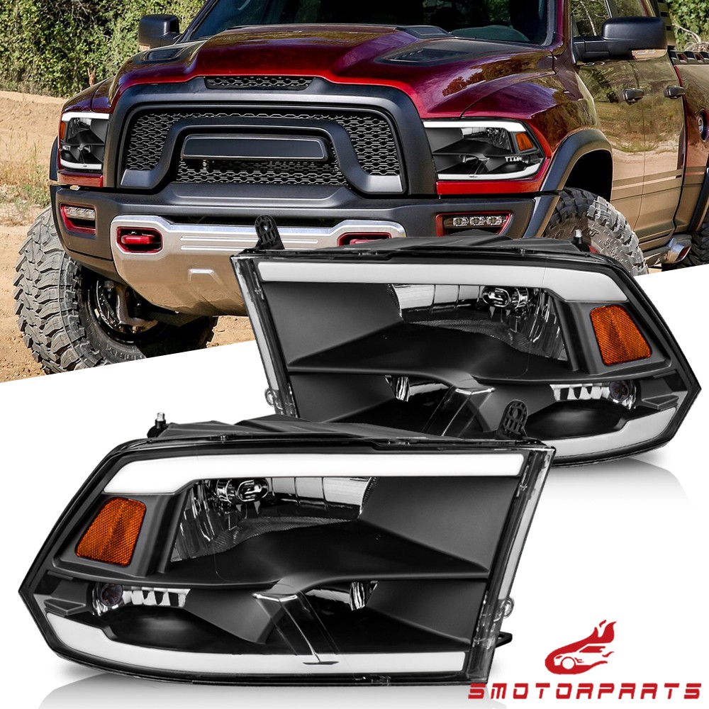 2PCS LED DRL Black Headlight For 2009-2018 Dodge Ram 1500 2500 3500 Halogen 2PCS LED DRL Black Headlight For 2009-2018 Dodge Ram 1500 2500 3500 Halogen