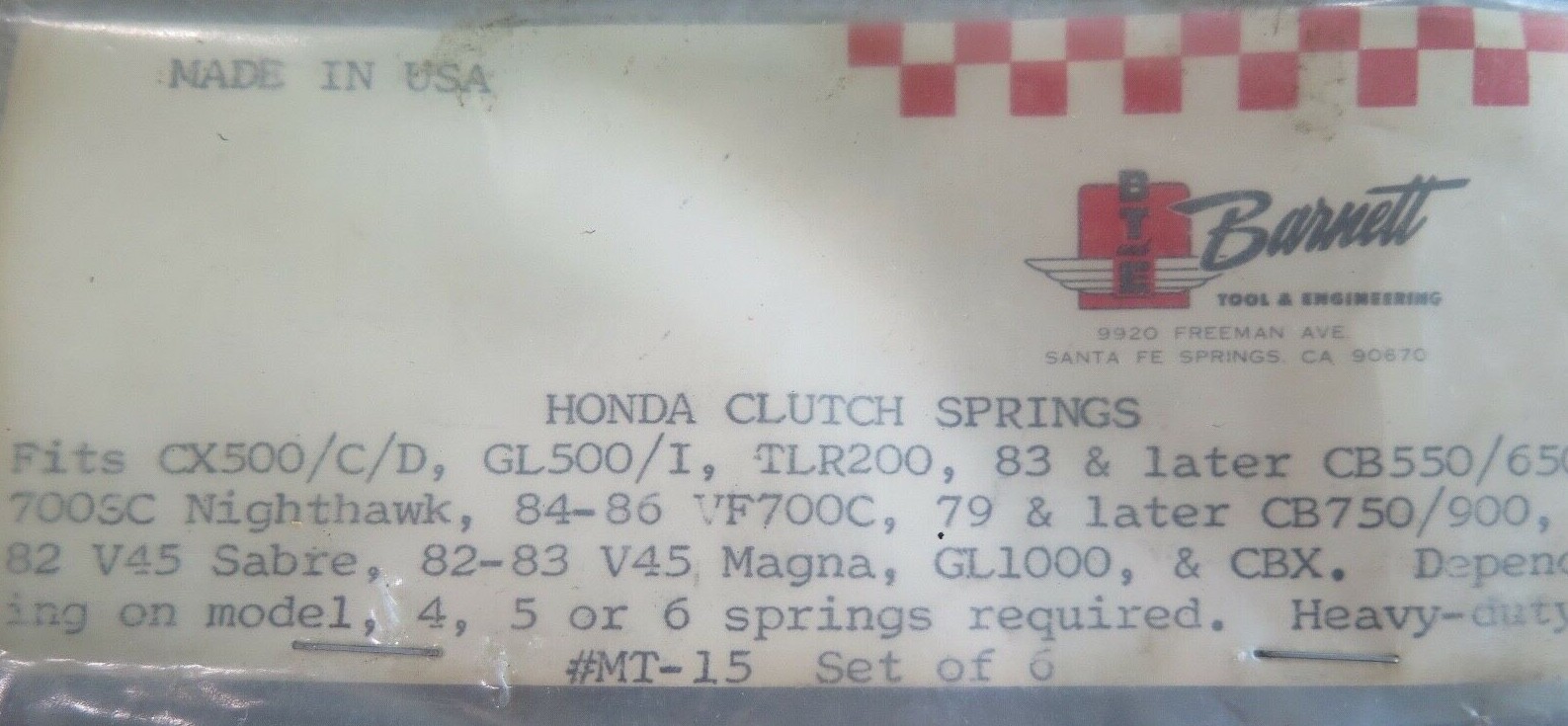 NOS Barnett Clutch Springs MT-15 Fits Honda Set of 6 Pcs (8C-2)