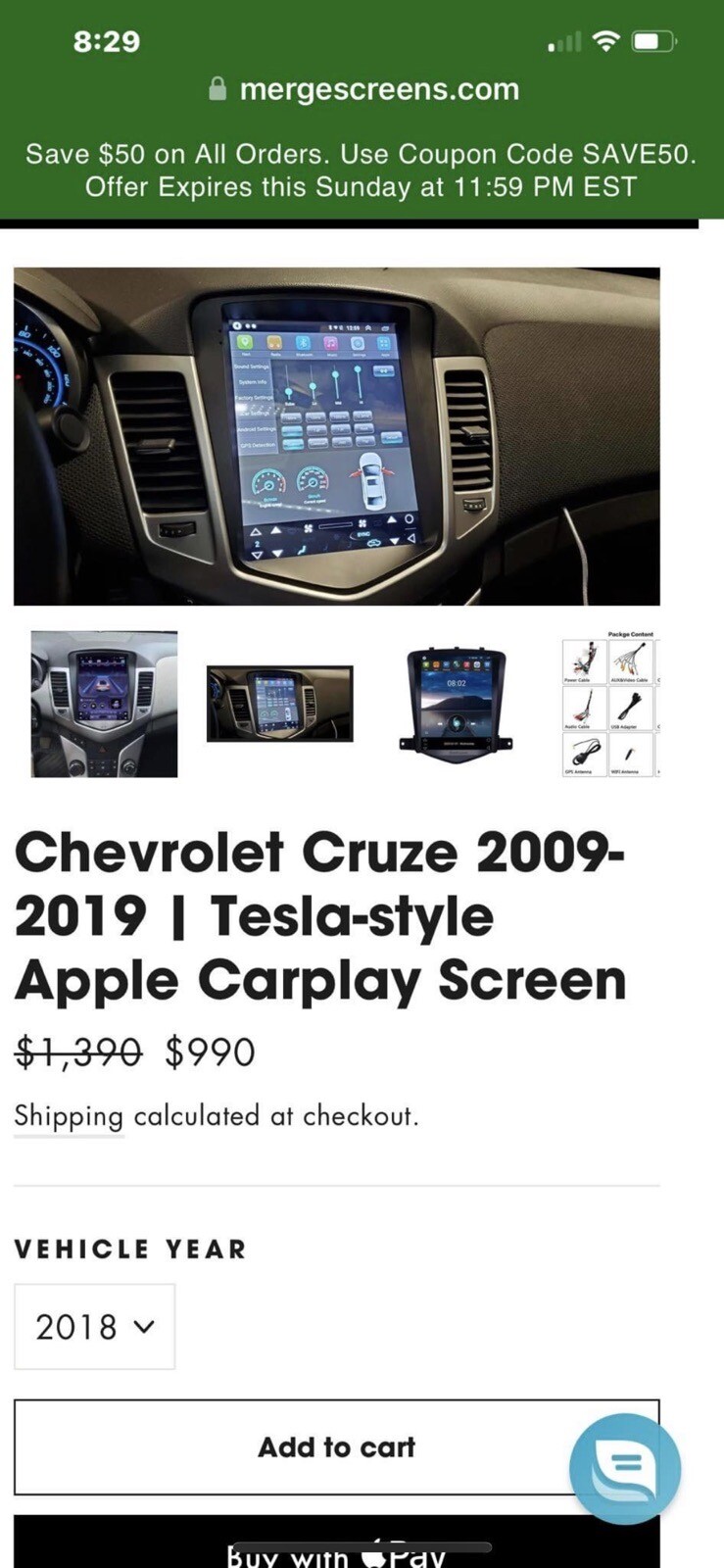 2009-2019 Chevy Cruze 10.4” Tesla Style Radios