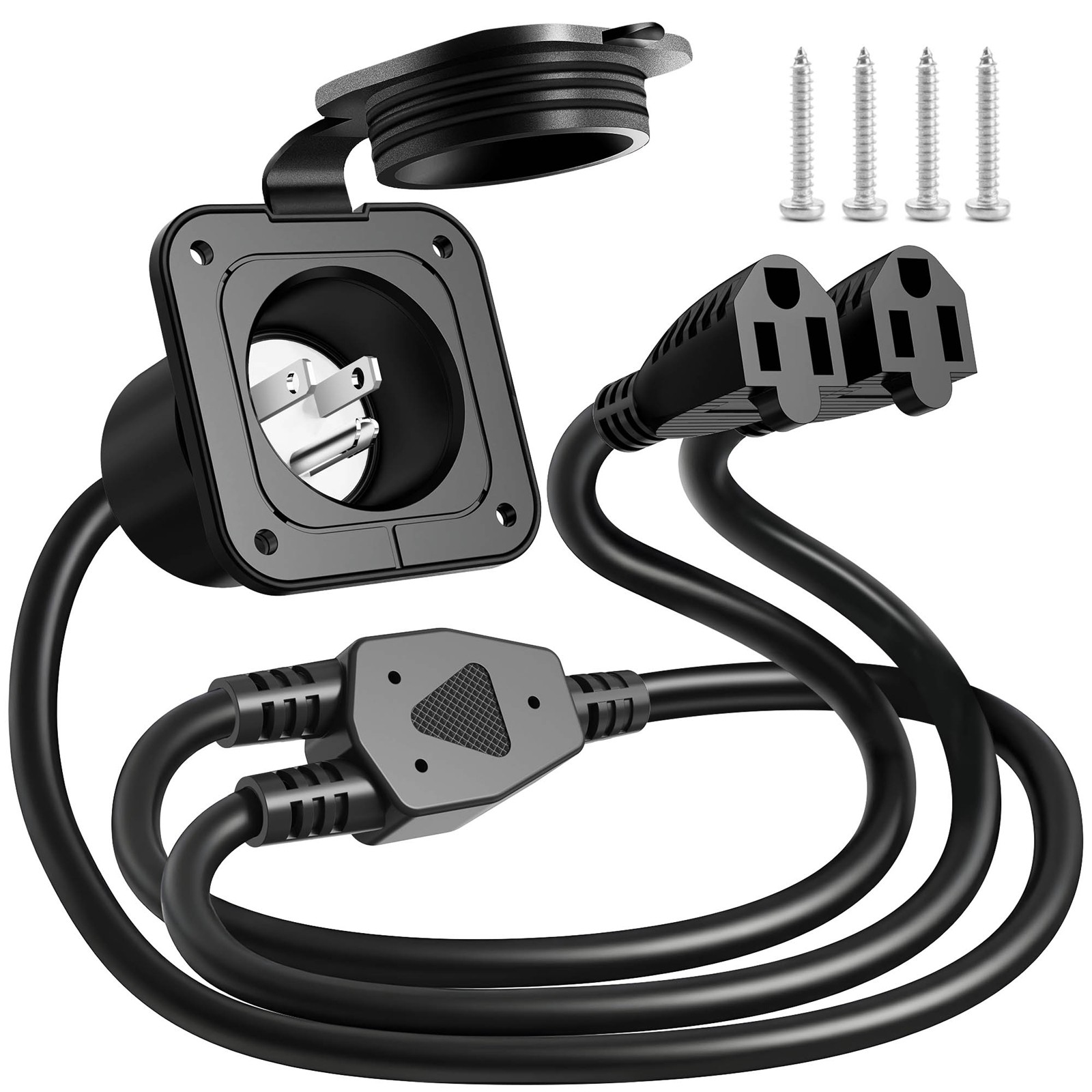 15Amp AC Port Plug 125V Electrical RV Power Inlet Socket Dual 18