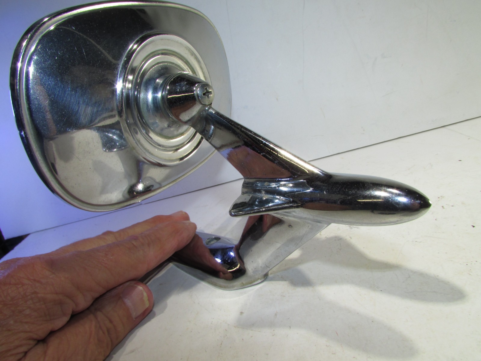 Yankee Side Mirror CHROME 1960\'s Vintage Unusual Shape Shiny Chrome Some Pitting Yankee Side Mirror CHROME 1960\'s Vintage Unusual Shape Shiny Chrome Some Pitting