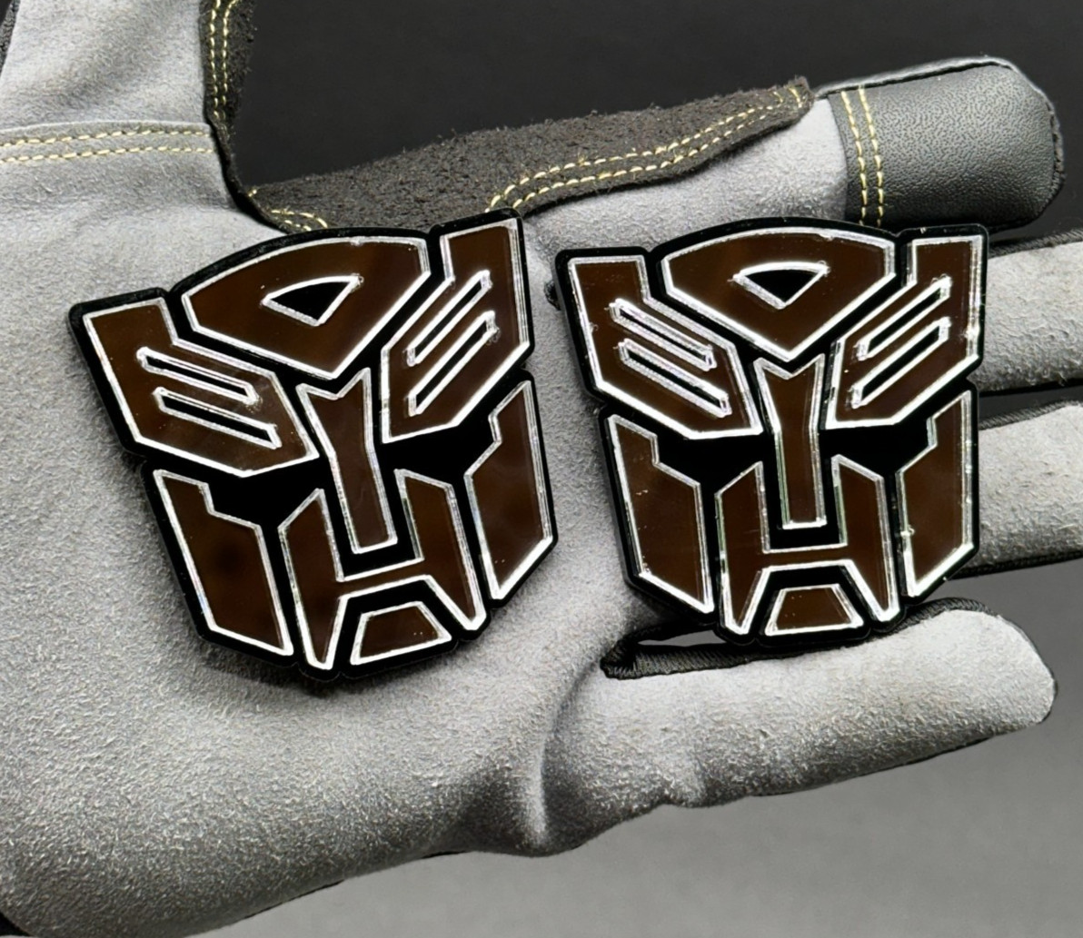 2x Autobot Transformer Mask Car Fender Badge Emblem  Black /Mirror silver 2in