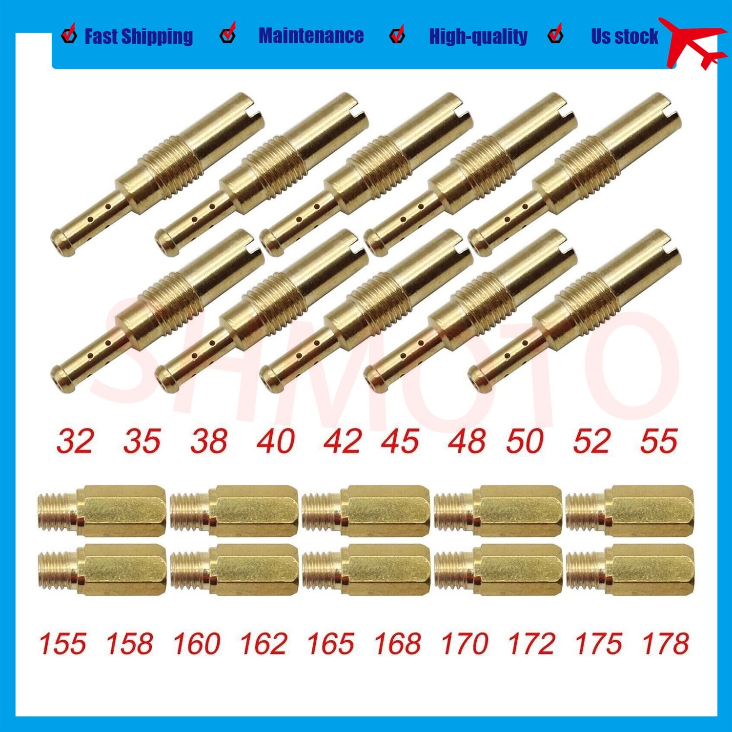 10Pcs Main Jet kit & 10Pcs Set Slow Pilot Jet For  2005 Yamaha YFZ450