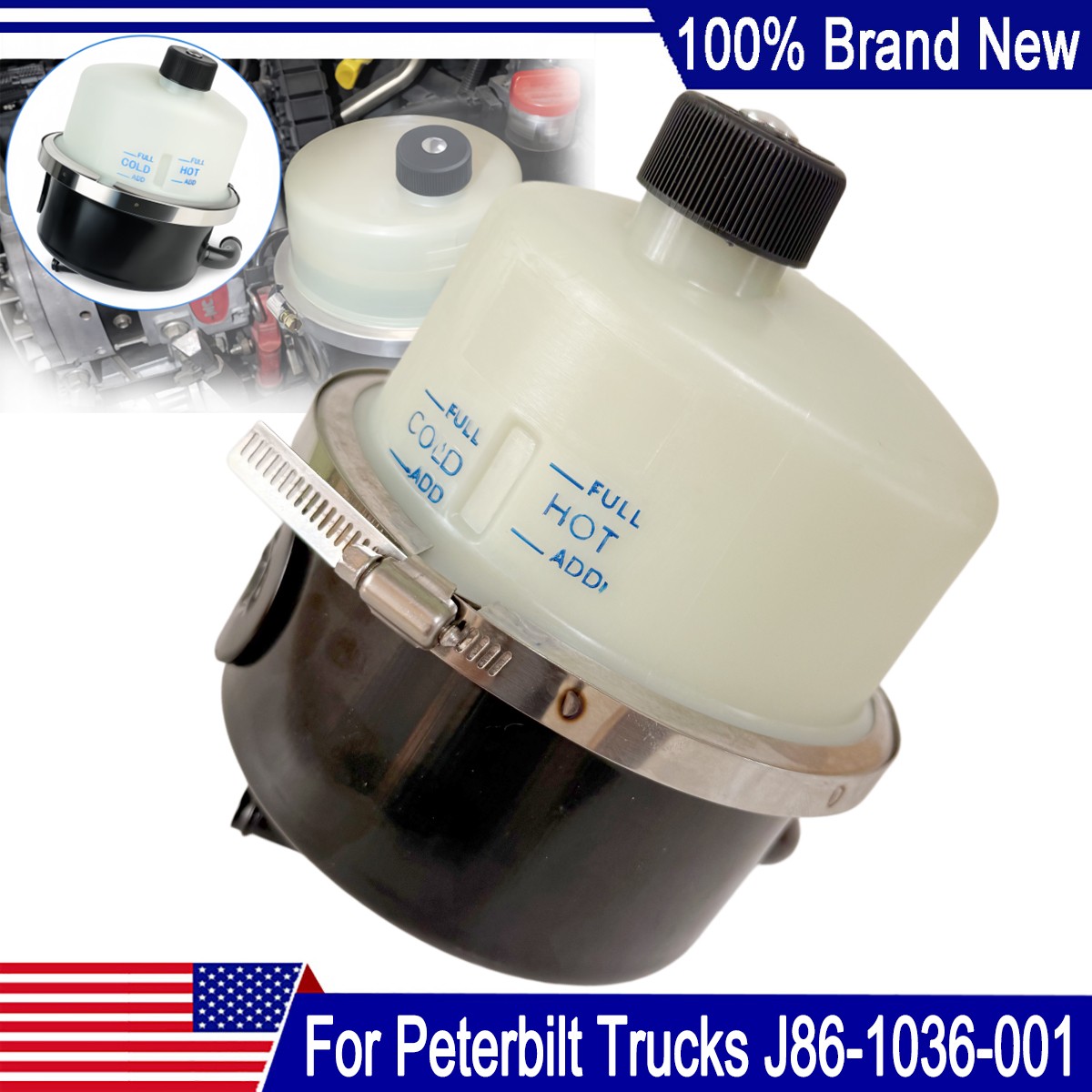 Power Steering Reservoir  J86-1036-001 Fits For Peterbilt Trucks 575.1138 US
