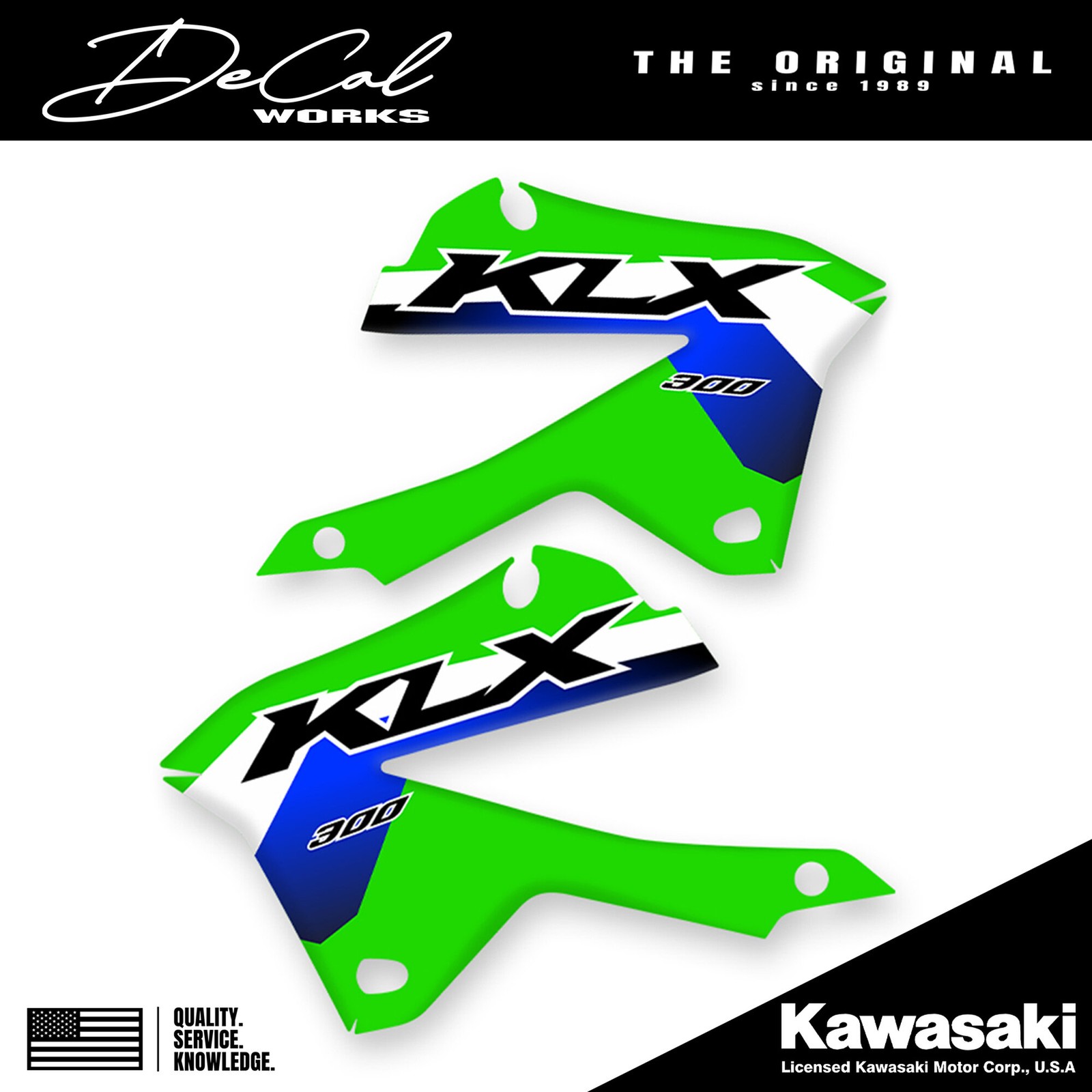 Officially Licensed Kawasaki KLX 300 Green Design Replica Rad Shroud Graphics...