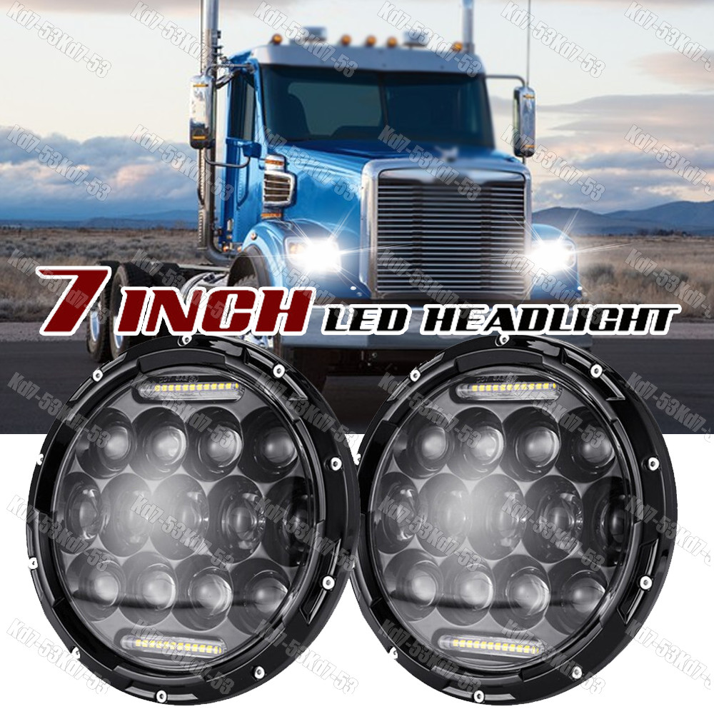 For Freightliner Coronado 2001-2016 7 Inch Round LED Headlights Hi-Lo Beam A++